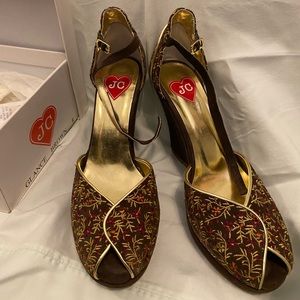 Jeffrey Campbell velvet open toed shoes.